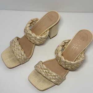Raffia Block Heel Sandals